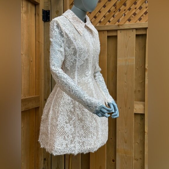 🆕 BRONX & BANCO 🧿 NWOT Adelaide White Lace Bridal Mini Dress, Sz XS US 2 - Picture 6 of 16